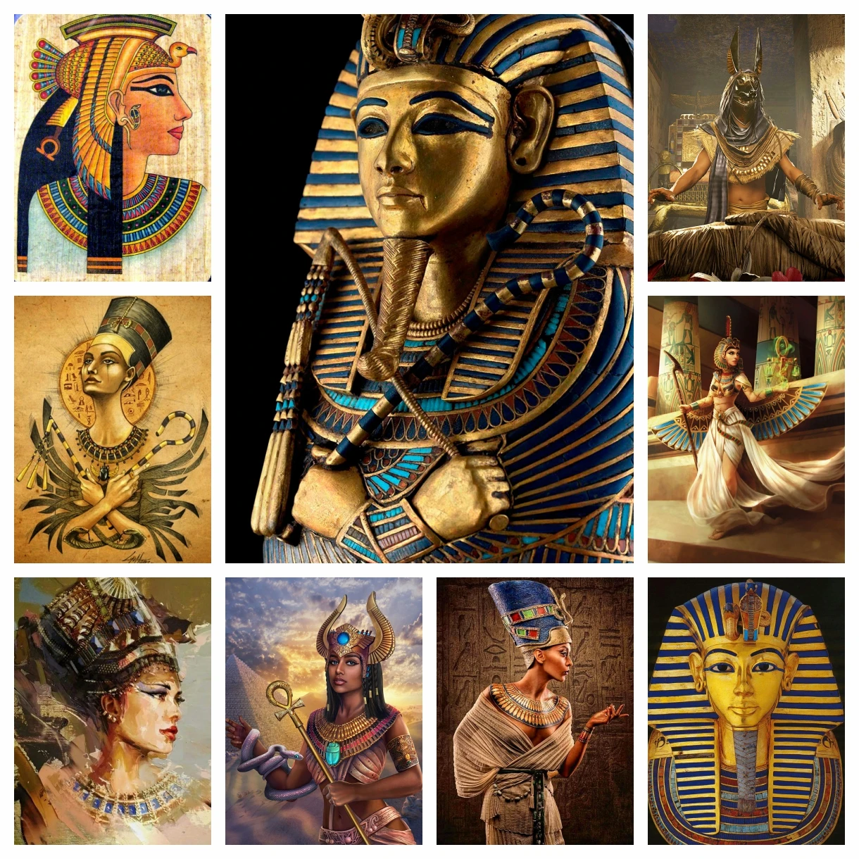 Embroidery In Egypt - 5D DIY ダイヤモンド絵画古代エジプトダイヤモンドモザイク女王クレオパトラダイヤモンド刺繍クロスステッチキット家の装飾ギフト