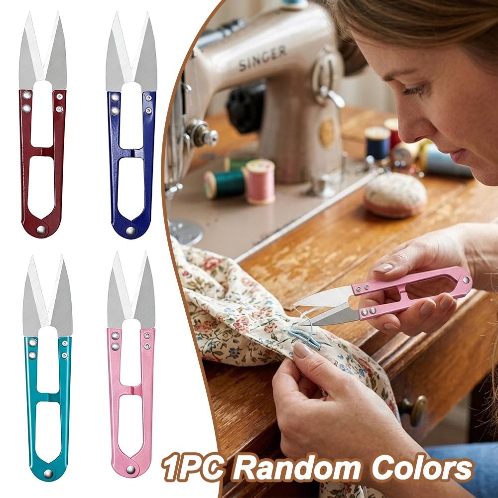 Embroidery Scissors Small - 新しいU字型裁縫鋏、剪定用小型釣り鋏、金属製クロスステッチカッター、植物ケア用