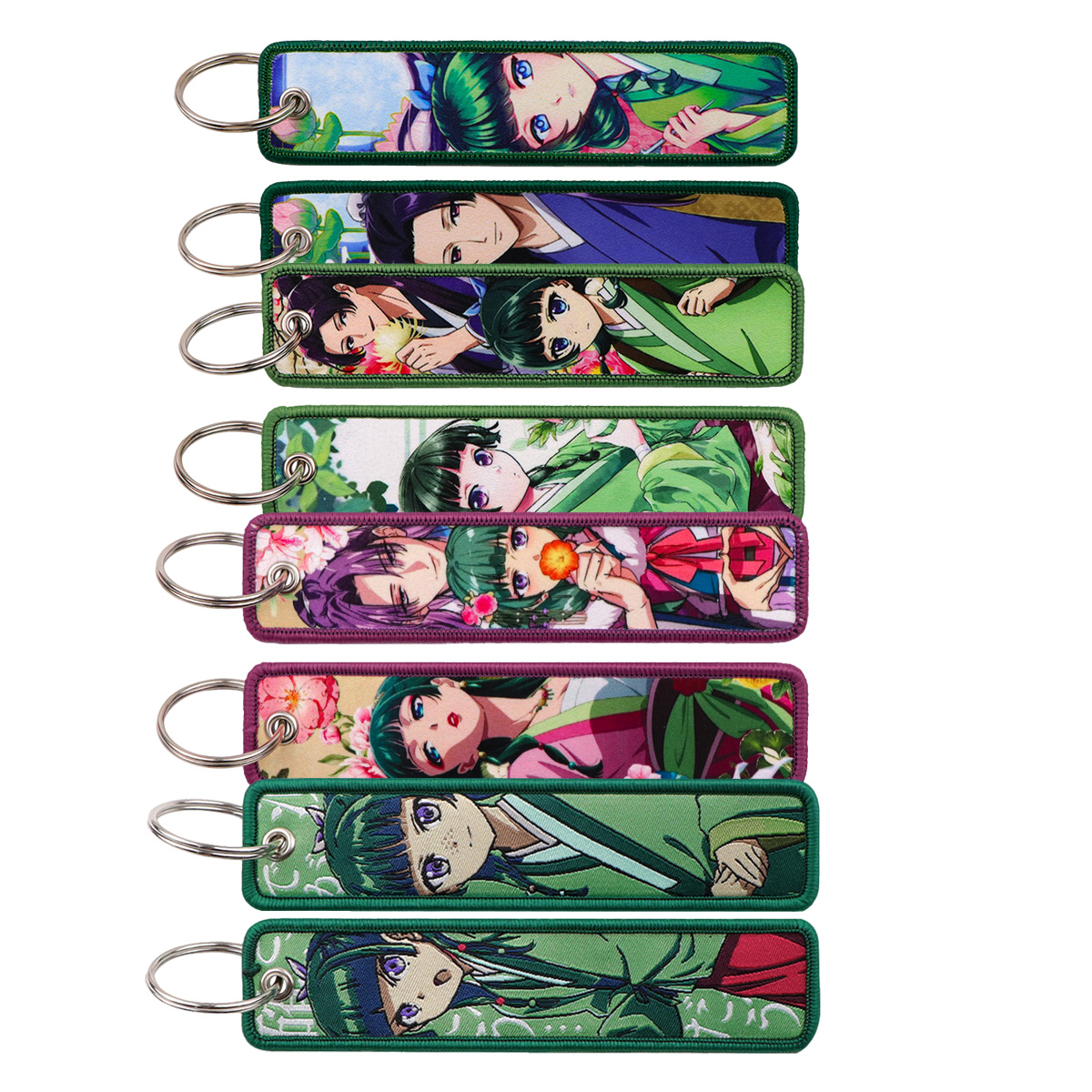 Embroidery Keychain - 1個 ヴィンテージオリエンタルアニメガールポートレート刺繍キーホルダーストラップ 美しいキーチェーン ハンドバッグ リュックサック ファッションチャーム