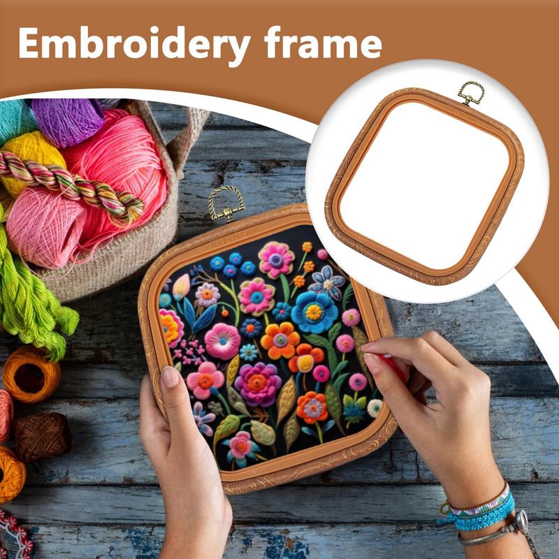 Embroidery Frame - 刺繍フープフレーム大型刺繍フープ正方形刺繍フレームラウンドキルティング用品レトロ針先フープリング用