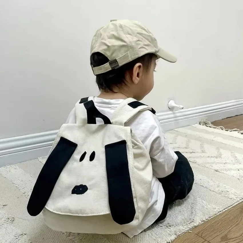 Embroidery Motif - 1 個のバックパック漫画かわいい犬男の子と女の子ファッションキャンバストラベルバッグ