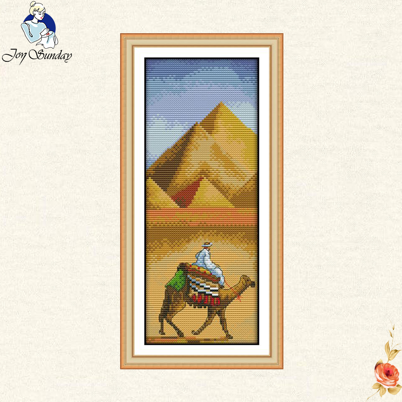 Embroidery In Egypt - ジョイサンデーピラミッドエジプト中国のクロスステッチ針仕事、刺繡、diy風景画、クロスステッチ、キット、11カラットの風景ホーム