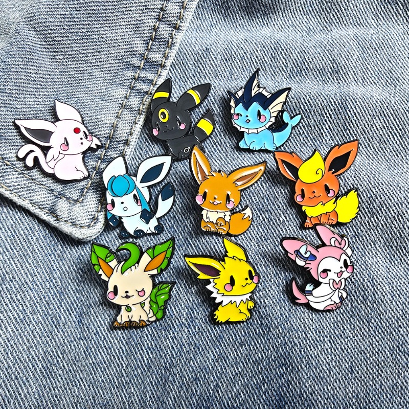 Embroidery Outfit - ホット9個入りアニメエルフブローチセット イーブイエナメルピン ファッションメタルバッジ ジュエリー 衣類やバックパックアクセサリー用 ファンへのギフト