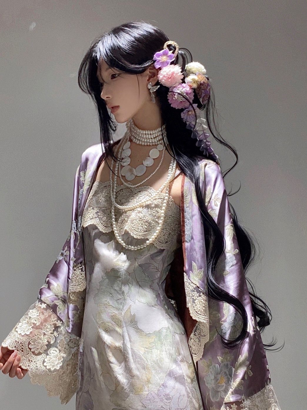 Embroidery Cardigan - 新しい中国風の重厚な刺繍レーススプライシングストラップドレスエレガントな高級感のあるオープンカーディガンツーピースセットプラスサイズ