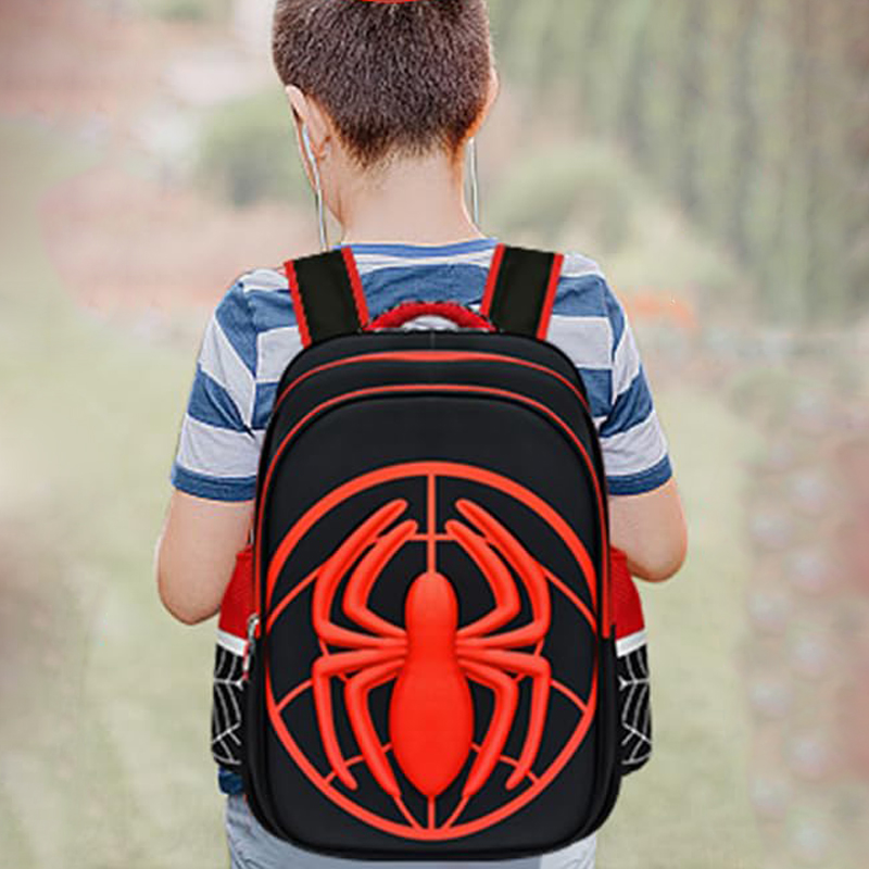 Embroidery Motif - ファッション子供のバックパック子供男の子スクールバッグ赤と黒のスパイダーパターンバックパック鉛筆ケースセットキッズガールブティックバッグ