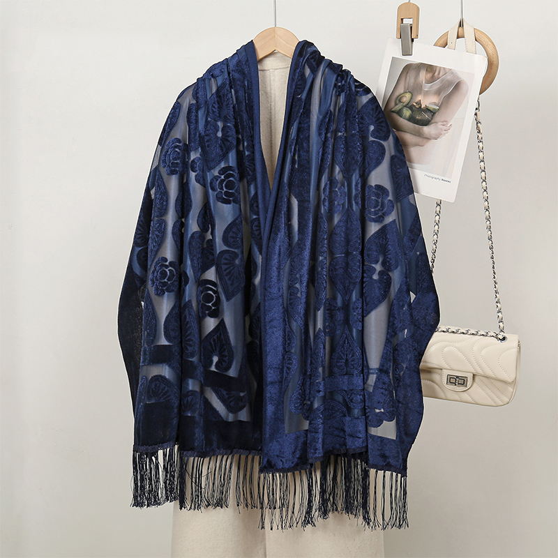 Embroidery Shawl - 2024 高級シルク刺繍花ショールタッセルスカーフ女性のためのデザインヒジャブラップ女性スカーフヘッドカチエシャルプ