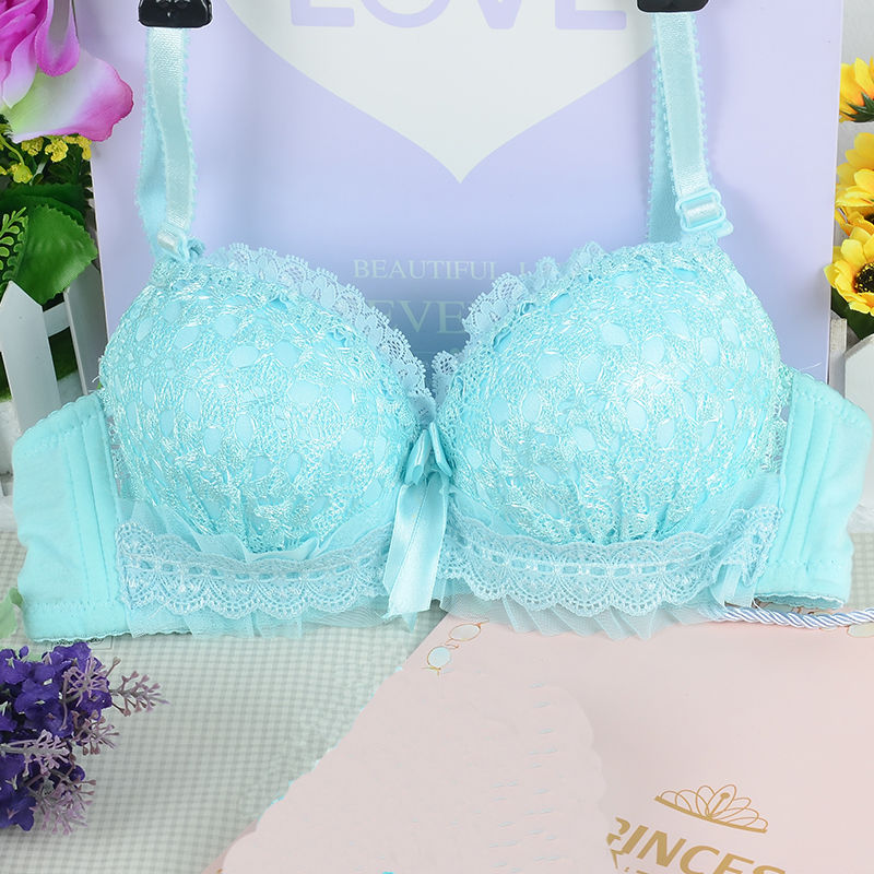 Embroidery Underwear - 女性のためのセクシーなランジェリー,若者のためのワイヤーブラのないセクシーな下着,通気性のあるレースのブラレット,調整可能なカップ,プッシュアップブラ3/4