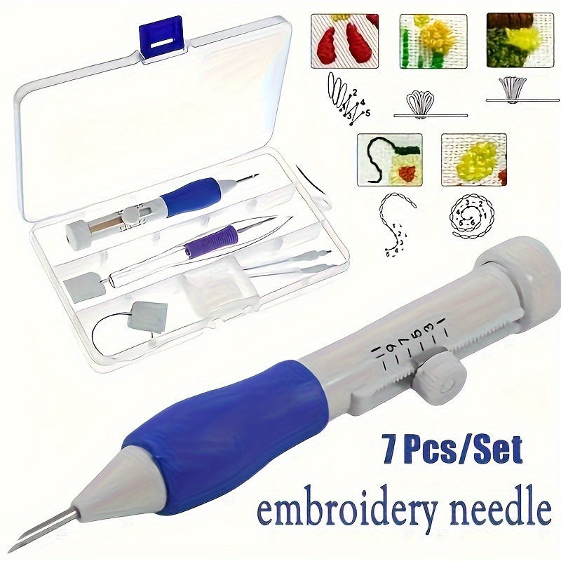 Embroidery Service - 7点セット 刺繍パンチニードル縫製ツールセット 手編みと縫製用 マジック刺繍パンチニードルキット シーリングツール