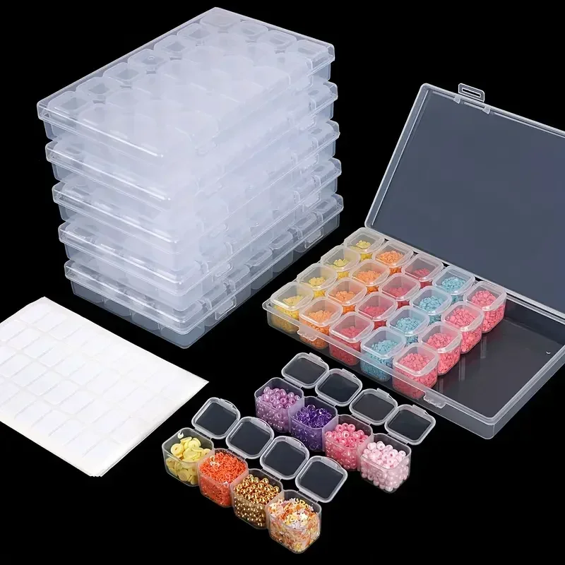Embroidery Service - 28グリッドダイヤモンドペインティングツール収納ボックス、ダイヤモンドペインティング刺繍アクセサリーコンテナ