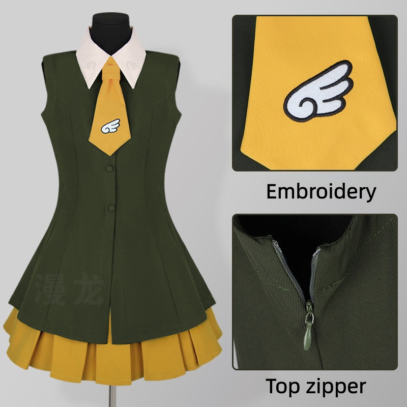 Embroidery Uniform - アニメカードキャプターさくらコスプレ衣装刺繍学校制服男性女性パフォーマンス日常衣装トップスカートネクタイ 1 スーツ