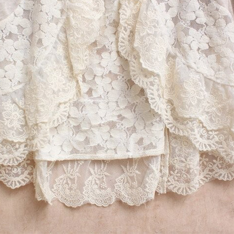 春の森ガール甘いシャツ女性かぎ針レースフリルかわいい長袖刺繍 - Embroidery Cardigan のレビューと価格