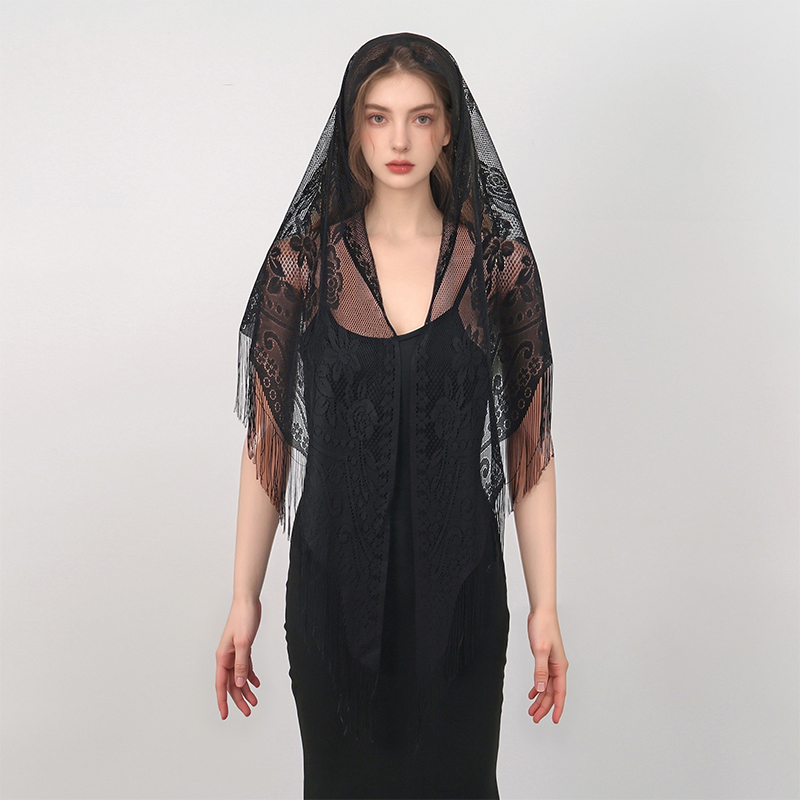 新しい刺繍レーススカーフショール花三角ベールショール女性のた - Embroidery Shawl のレビューと価格