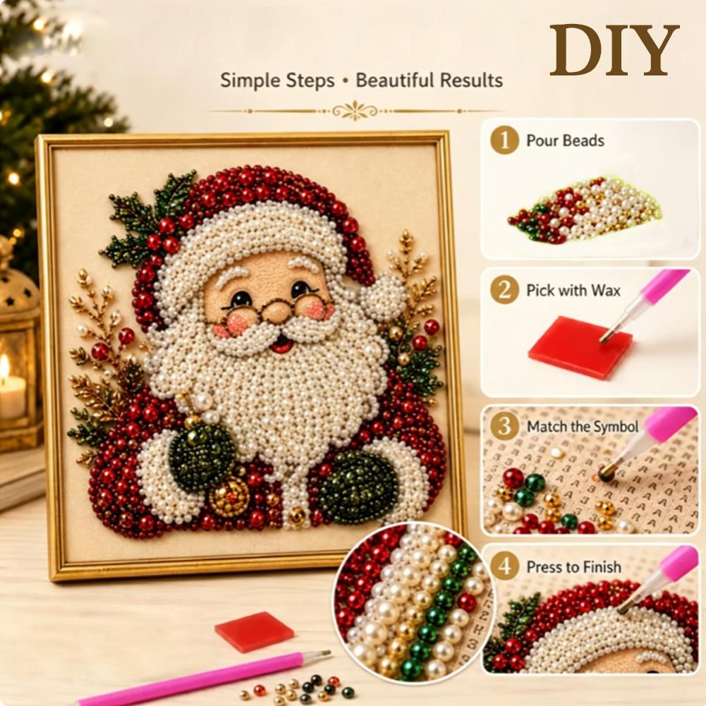 クリスマス サンタクロース パールアート DIYキット 額入 - Embroidery Frame のレビューと価格