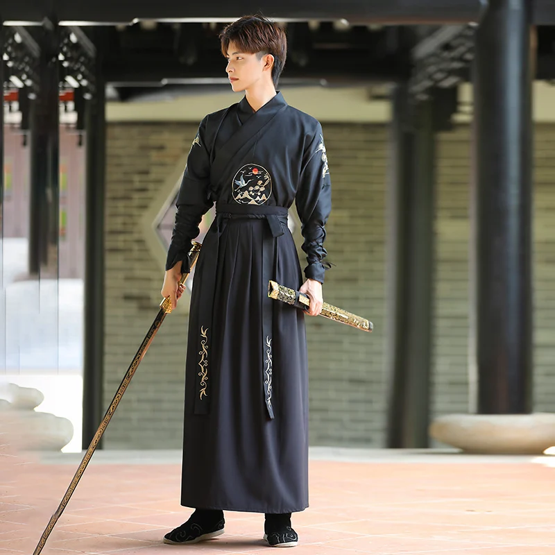 日本のヴィンテージ着物サムライコスプレ服女性男性中国漢服鶴刺 - Embroidery Cardigan のレビューと価格