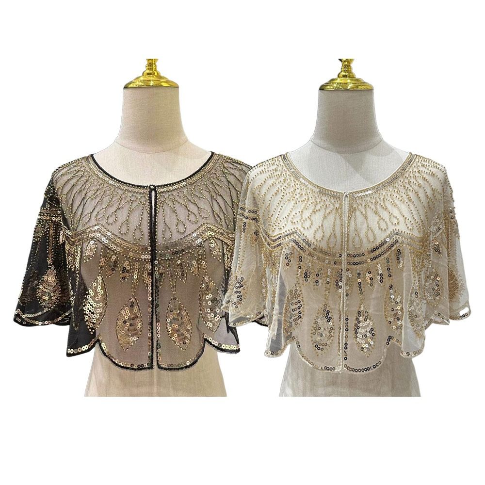 1920年代風フラッパーショール、花柄刺繍入りドレス用ショー - Embroidery Shawl のレビューと価格