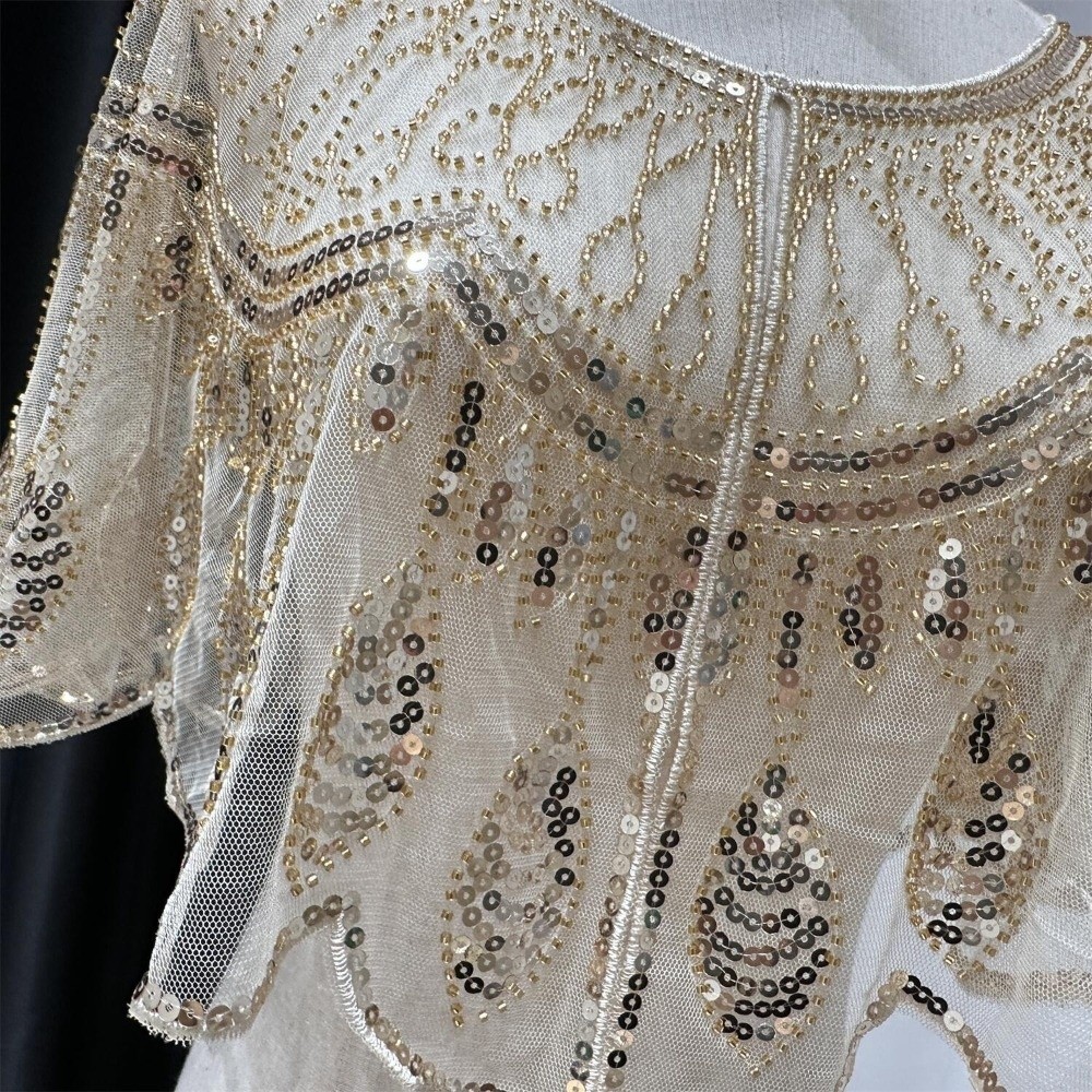 1920年代風フラッパーショール、花柄刺繍入りドレス用ショー - Embroidery Shawl のレビューと価格