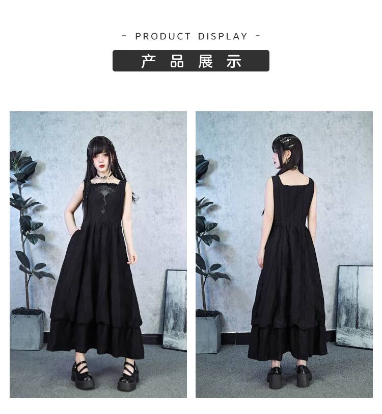 新しいクリノイド刺繍黒二重層芽ドレス女性夏のレジャーノースリ - Embroidery Dress のレビューと価格