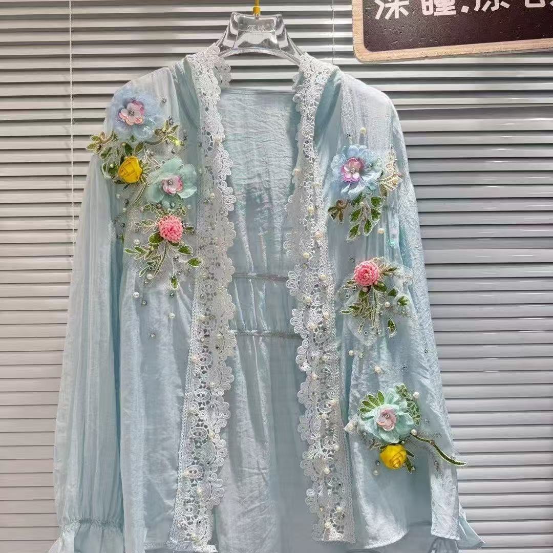 新しい通気性のあるフード付き日焼け止めシャツブラウス女性のた - Embroidery Cardigan のレビューと価格