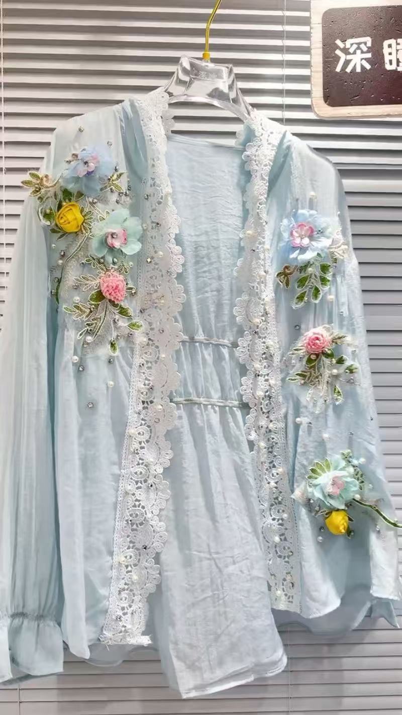 新しい通気性のあるフード付き日焼け止めシャツブラウス女性のた - Embroidery Cardigan のレビューと価格