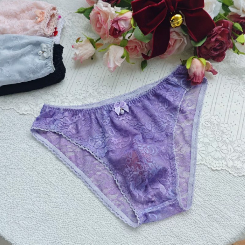 薄手のセクシーな男性用レースパンティーローウエスト刺繍ライブ - Embroidery Underwear のレビューと価格