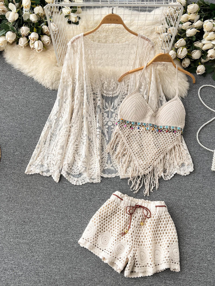 夏の新作ホリデースーツ レディース レース刺繍カーディガン+ - Embroidery Cardigan のレビューと価格