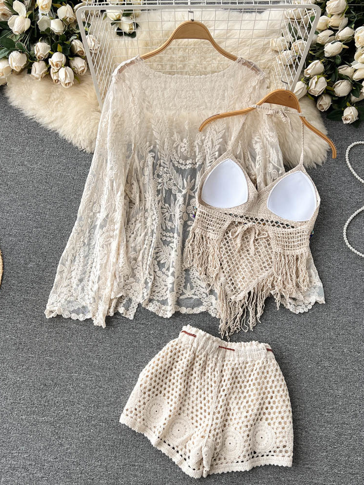 夏の新作ホリデースーツ レディース レース刺繍カーディガン+ - Embroidery Cardigan のレビューと価格