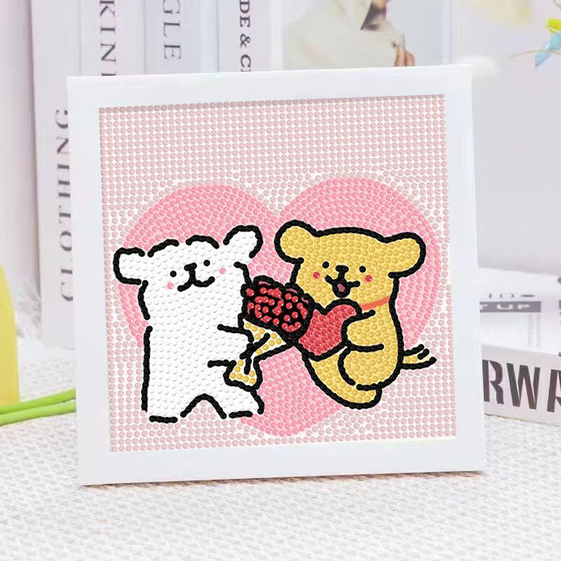 漫画ライン子犬クリスタルダイヤモンドフレーム装飾絵画 5D  - Embroidery Service のレビューと価格