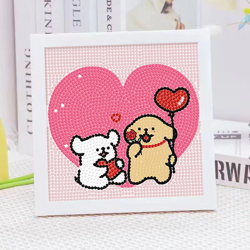 漫画ライン子犬クリスタルダイヤモンドフレーム装飾絵画 5D  - Embroidery Service のレビューと価格