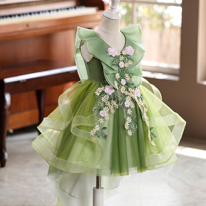 森のエルフのコスプレプリンセスコスチューム、緑の花の刺繍入り - Embroidery Dress のレビューと価格