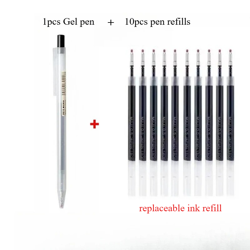 10本入りプレスペンリフィルと1本入りジェルペンMUJI風ジ - Muji Stationery Gel Pen のレビューと価格