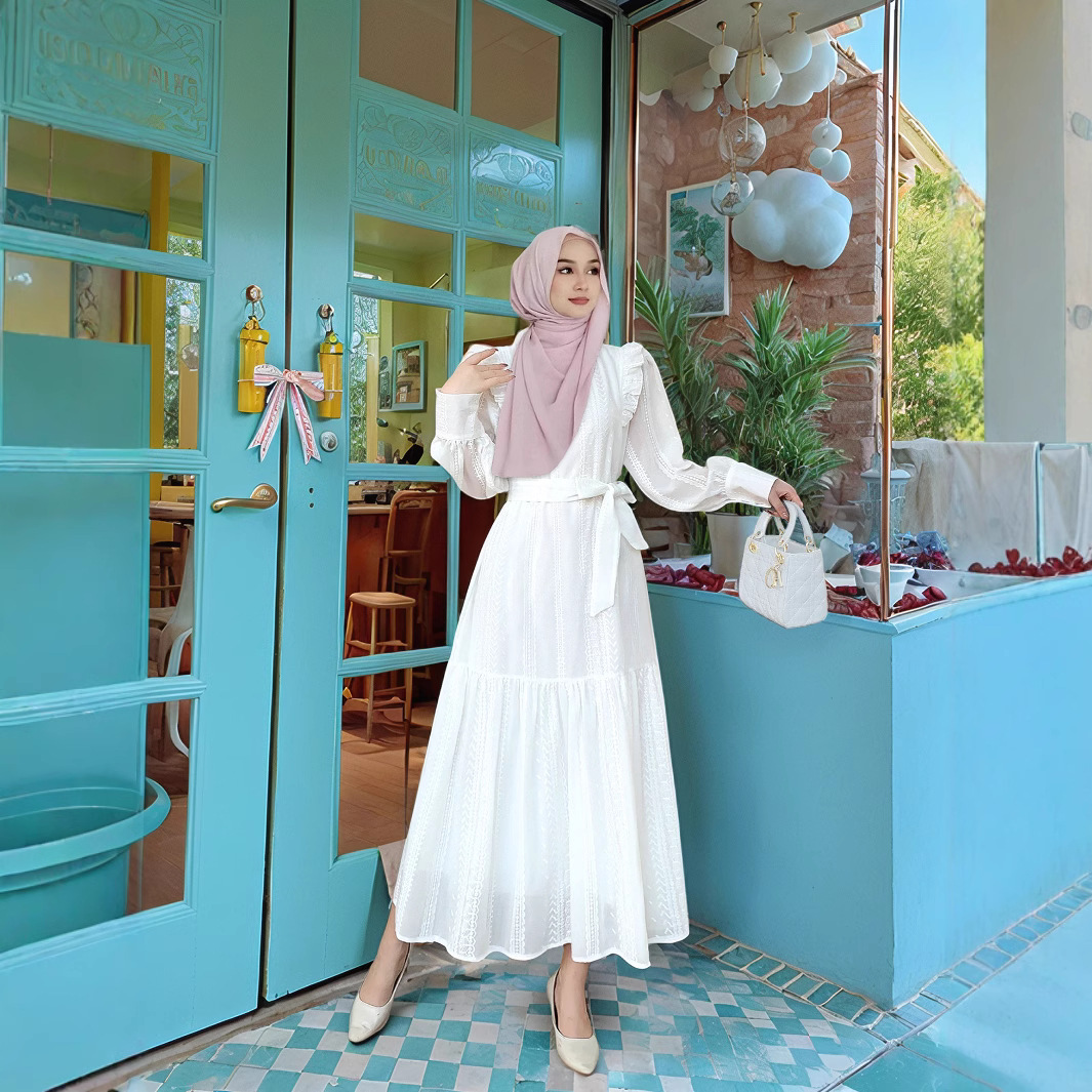 インドネシアイスラム教徒の女性の服菌エッジスタンドアップカラ - Embroidery In Indonesia のレビューと価格