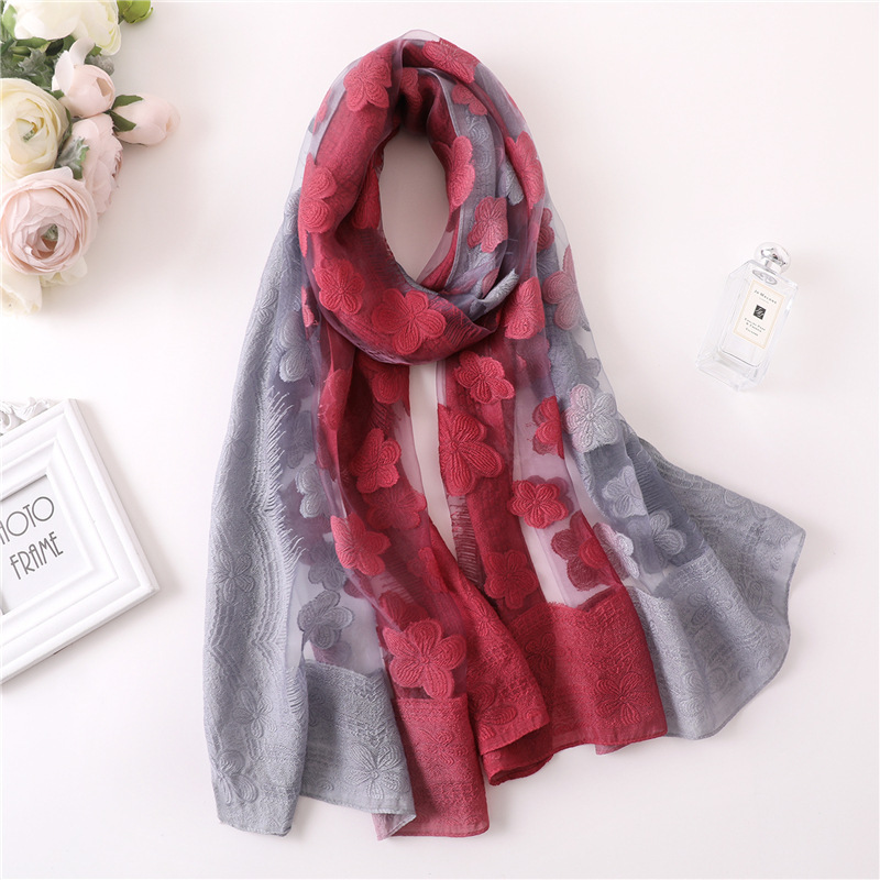 女性と女の子のための刺繍された花のスカーフ,ワイルドサンスク - Embroidery Shawl のレビューと価格