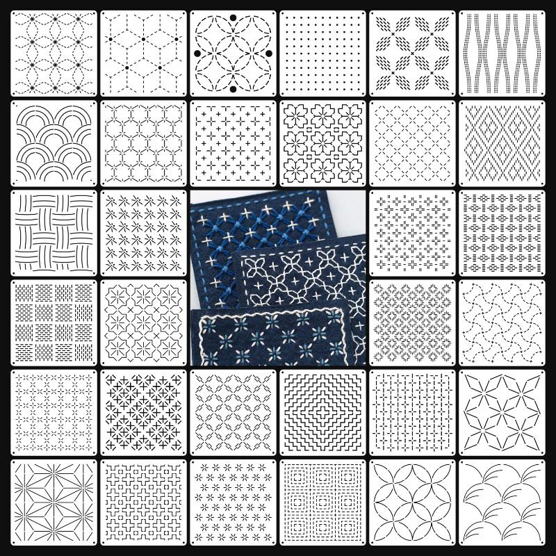 9/32 個サシコ刺繍テンプレート DIY 幾何学模様のパッ - Embroidery Service のレビューと価格