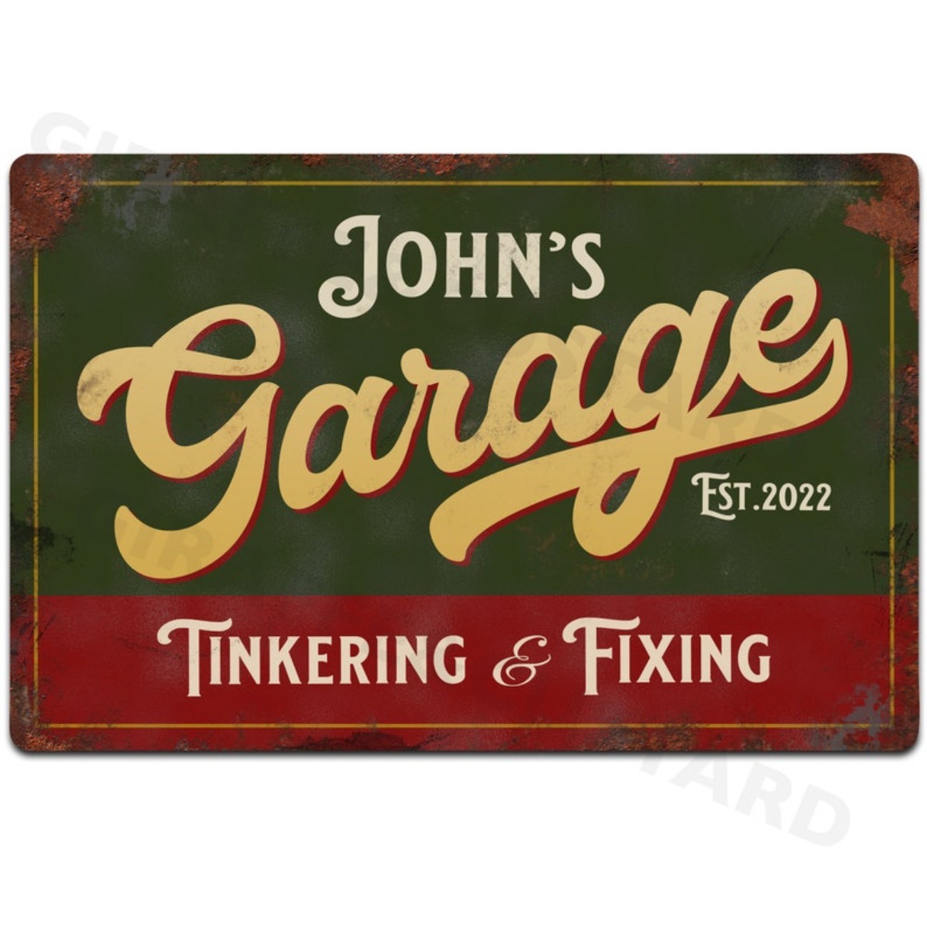 カスタムパーソナライズされたガレージメタルサイン - 防水ア - Embroidery Water のレビューと価格