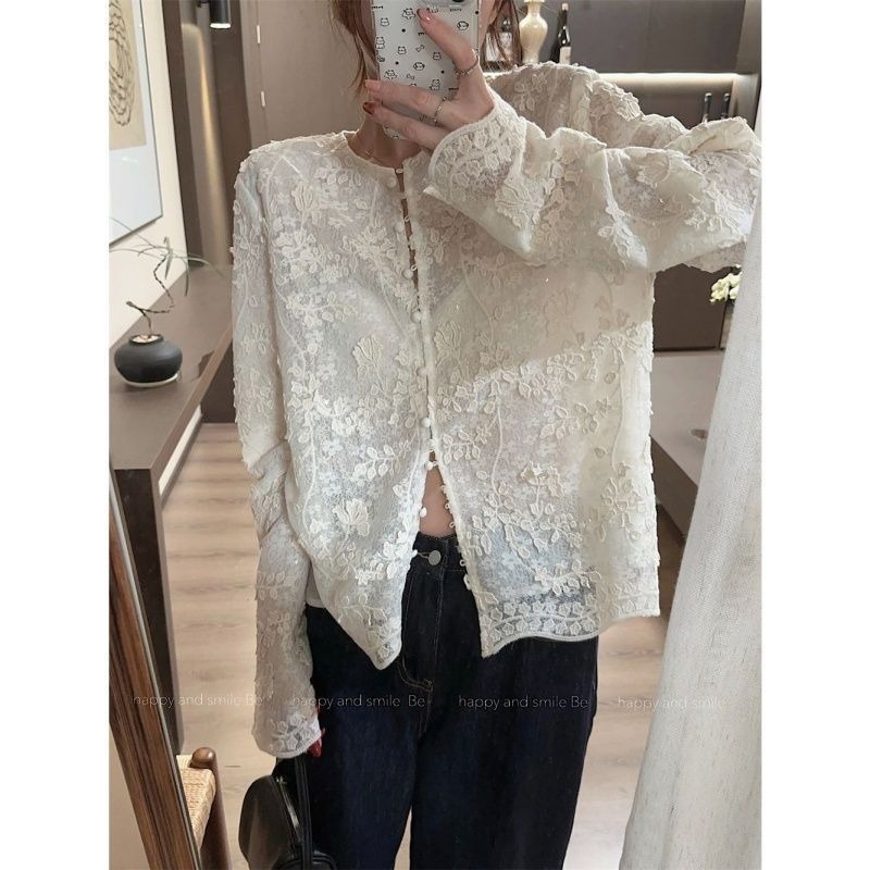 ファッション刺繍立体レースシャツフランスの新中国トップ女性の - Embroidery Cardigan のレビューと価格