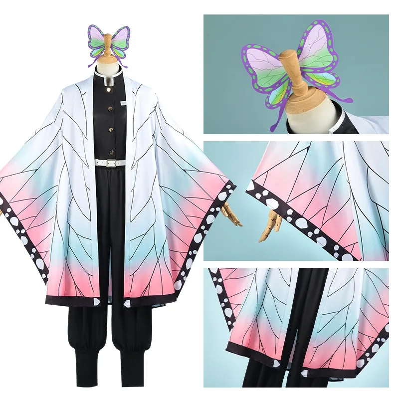 アニメ胡蝶しのぶコスプレ衣装ウィッグ胡蝶かなえ刺繍制服クリス - Embroidery Uniform のレビューと価格