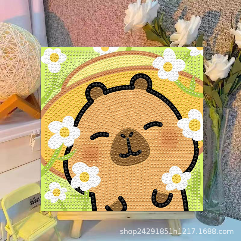 漫画カピバラクリスタルダイヤモンド装飾絵画フレームアート絵画 - Embroidery Service のレビューと価格