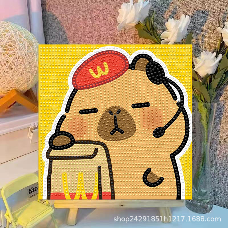 漫画カピバラクリスタルダイヤモンド装飾絵画フレームアート絵画 - Embroidery Service のレビューと価格