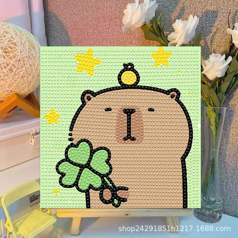 漫画カピバラクリスタルダイヤモンド装飾絵画フレームアート絵画 - Embroidery Service のレビューと価格